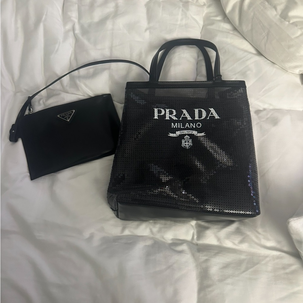 Prada Black Glossy Leather Tote Bag